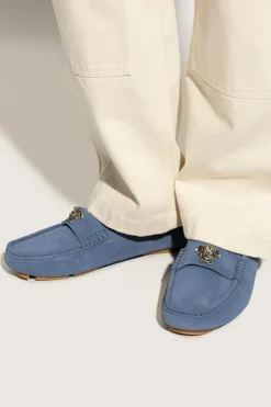 Versace NIEBIESKI Zamszowe mokasyny