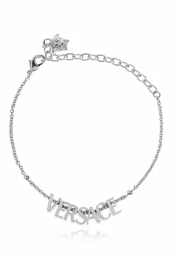 Versace SREBRNY Mosiężna bransoleta z logo