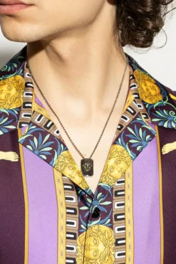 Versace SREBRNY Naszyjnik z zawieszką
