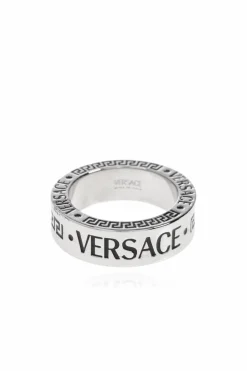 Versace SREBRNY Pierścień z wygrawerowanym logo