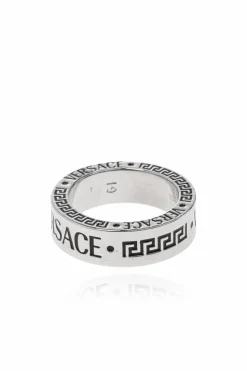 Versace SREBRNY Pierścień z wygrawerowanym logo