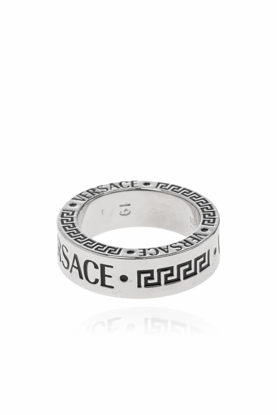 Versace SREBRNY Pierścień z wygrawerowanym logo