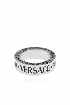 Versace SREBRNY Pierścień z wygrawerowanym logo