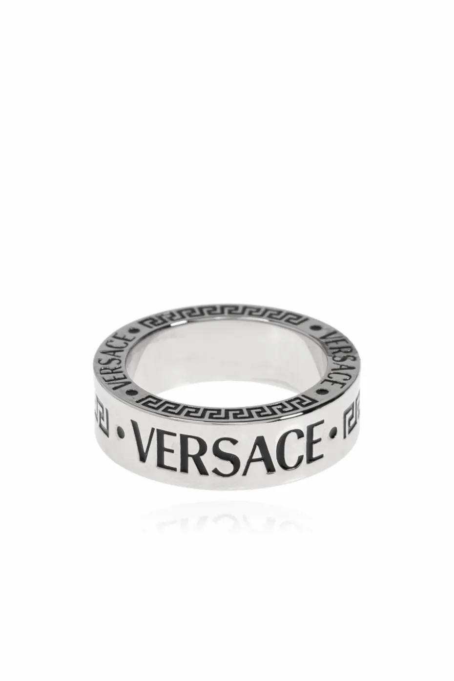 Versace SREBRNY Pierścień z wygrawerowanym logo