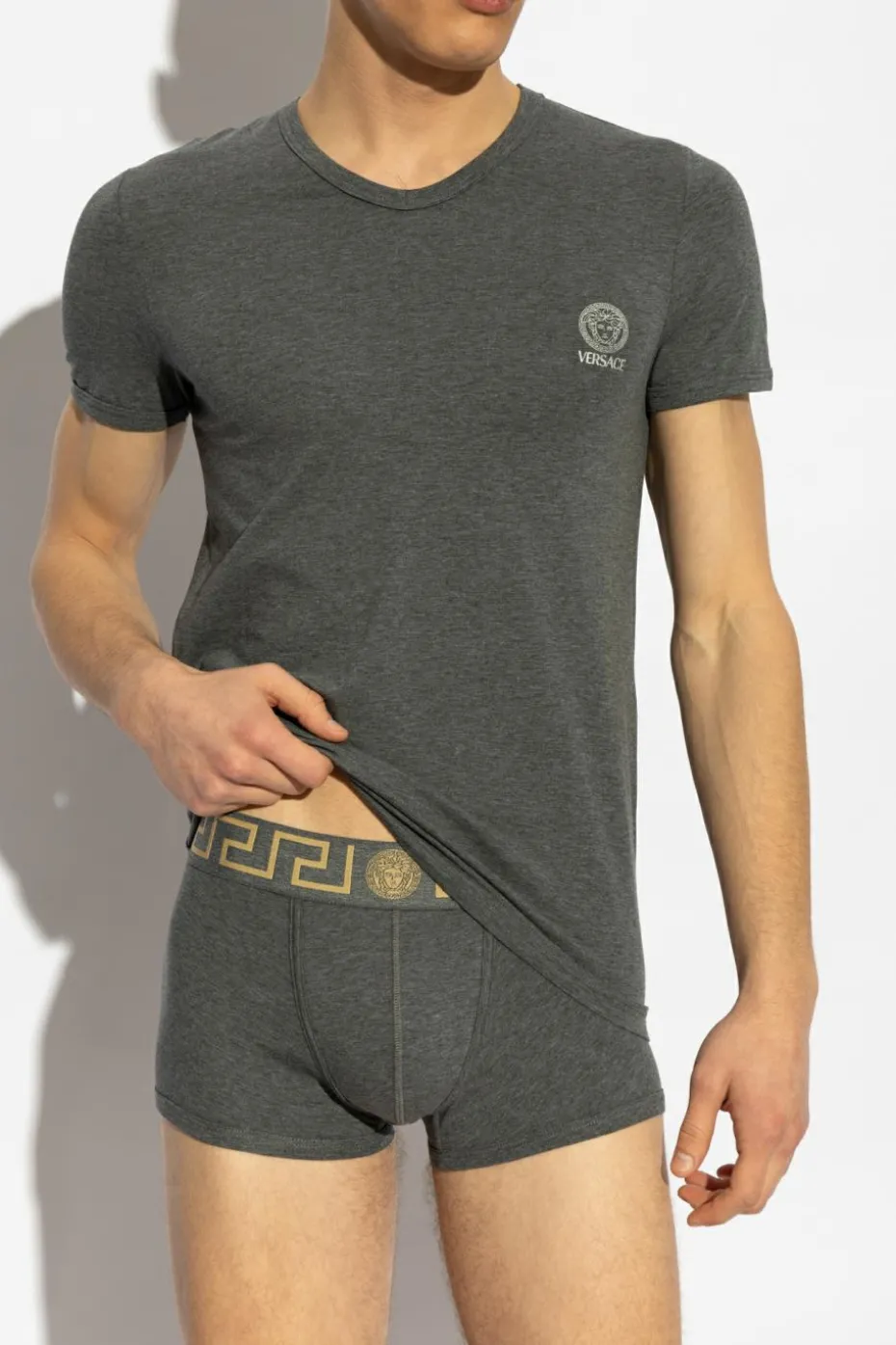 Versace SZARY Bawełniany t-shirt bieliźniany