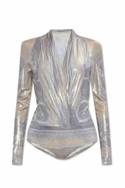 Versace SZARY Body z głębokim dekoltem