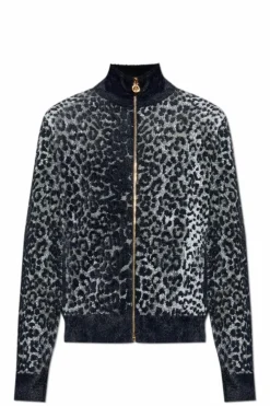 Versace SZARY Kardigan z motywem zwierzęcym