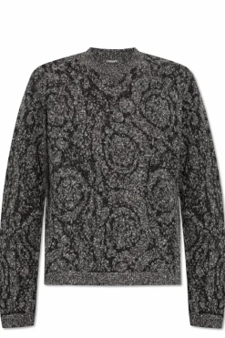 Versace SZARY Sweter z motywem `Barocco`