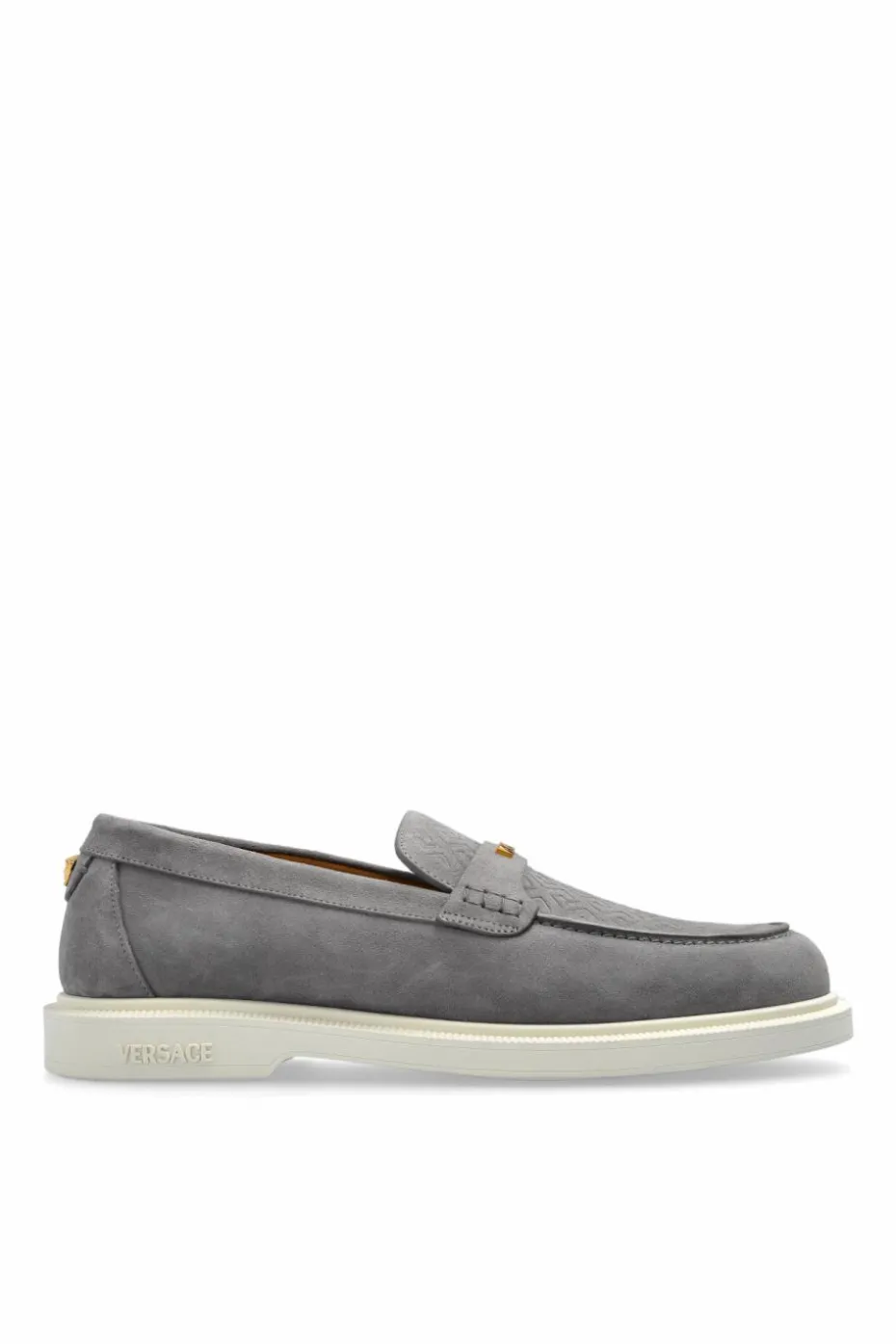 Versace SZARY Zamszowe buty typu `loafers`