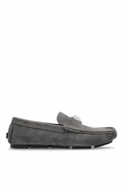 Versace SZARY Zamszowe mokasyny