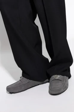 Versace SZARY Zamszowe mokasyny