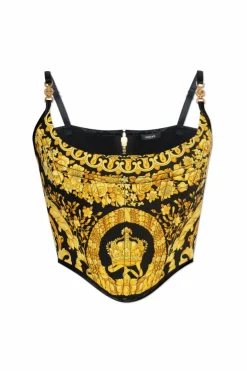 Versace ŻÓŁTY Gorset z motywem `Barocco`