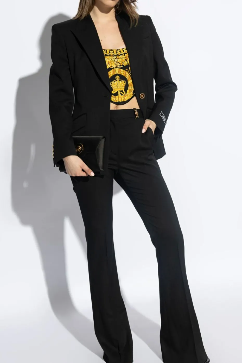 Versace ŻÓŁTY Gorset z motywem `Barocco`