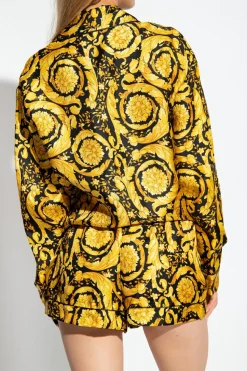 Versace ŻÓŁTY Jedwabna góra od piżamy
