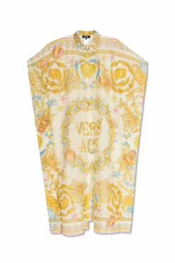 Versace ŻÓŁTY Sukienka plażowa z nadrukiem `Barocco`