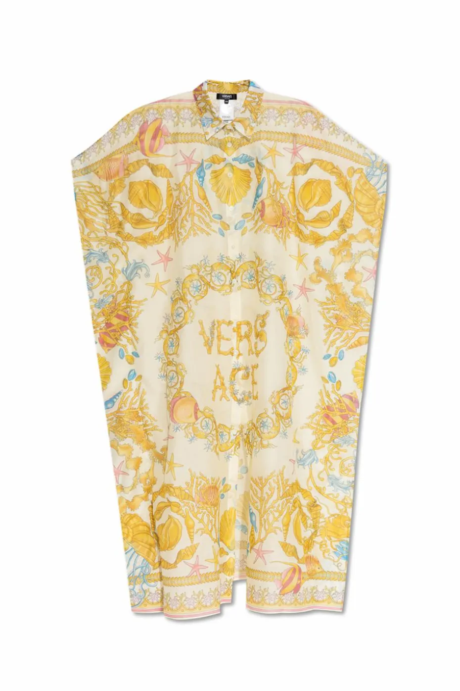 Versace ŻÓŁTY Sukienka plażowa z nadrukiem `Barocco`