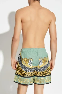 Versace ZIELONY Szorty kąpielowe z nadrukiem