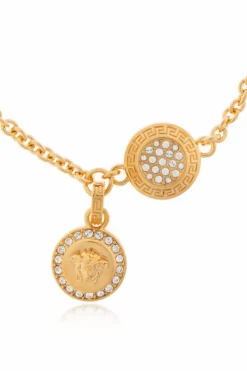 Versace ZŁOTY Bransoleta z połyskującymi kryształami