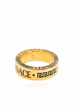 Versace ZŁOTY Pierścień z wygrawerowanym logo
