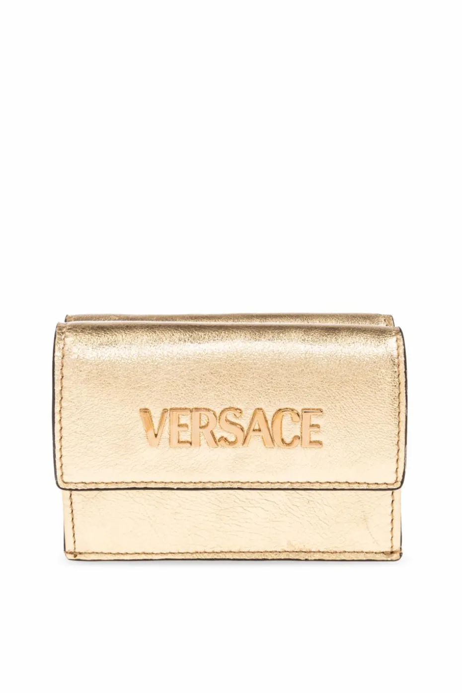 Versace ZŁOTY Skórzany portfel z logo