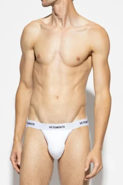 VETEMENTS BIAŁY Jockstrapy z logo