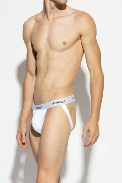 VETEMENTS BIAŁY Jockstrapy z logo