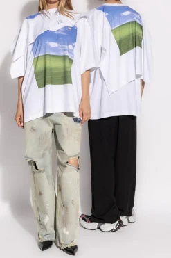 VETEMENTS BIAŁY T-shirt z nadrukiem