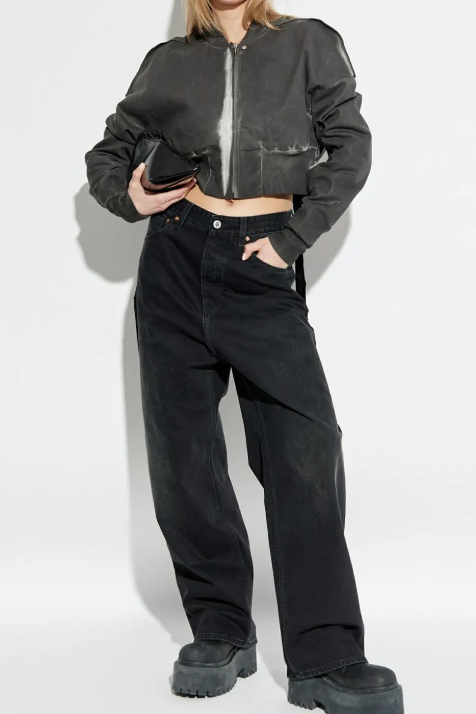 VETEMENTS CZARNY Jeansy z logo