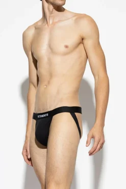 VETEMENTS CZARNY Jockstrapy z logo