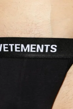 VETEMENTS CZARNY Jockstrapy z logo