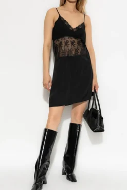VETEMENTS CZARNY Krótka sukienka z koronką