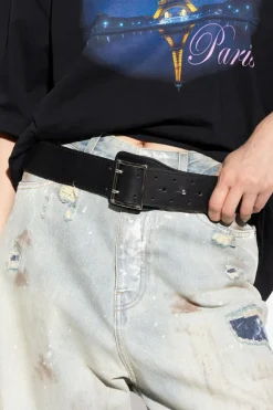 VETEMENTS CZARNY Skórzany pasek
