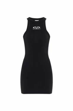 VETEMENTS CZARNY Sukienka z logo