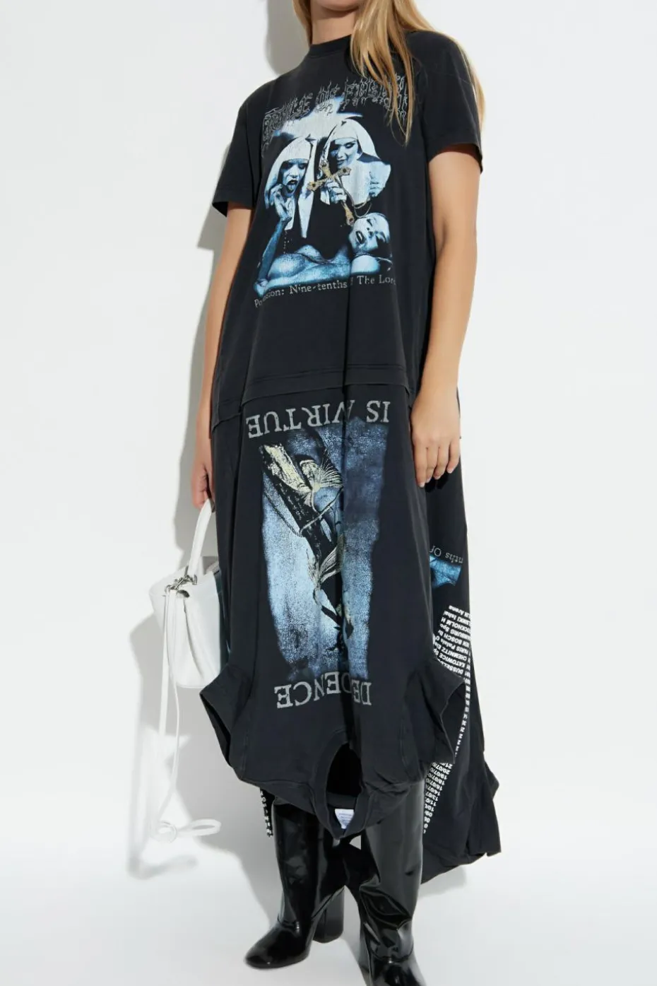 VETEMENTS CZARNY Sukienka z nadrukiem