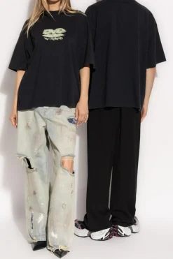 VETEMENTS CZARNY T-shirt z nadrukiem