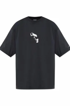 VETEMENTS CZARNY T-shirt z nadrukiem