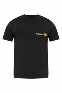 VETEMENTS CZARNY T-shirt z nadrukiem