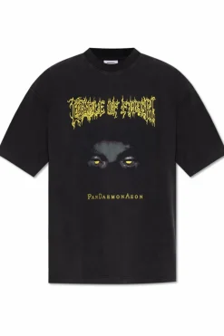 VETEMENTS CZARNY T-shirt z nadrukiem