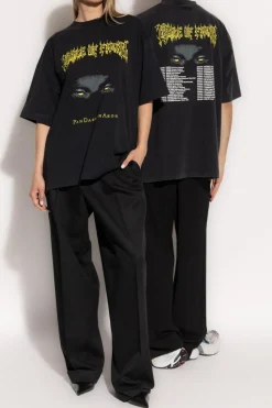 VETEMENTS CZARNY T-shirt z nadrukiem