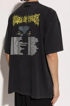 VETEMENTS CZARNY T-shirt z nadrukiem