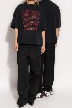 VETEMENTS CZARNY T-shirt z nadrukiem