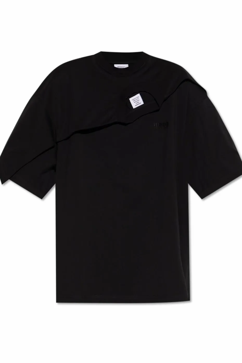 VETEMENTS CZARNY T-shirt z dekoracyjnym wykończeniem