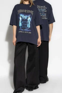 VETEMENTS GRANATOWY T-shirt typu `oversize`