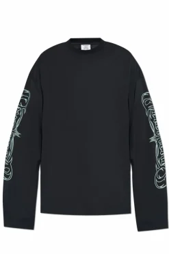VETEMENTS GRANATOWY T-shirt z długim rękawem
