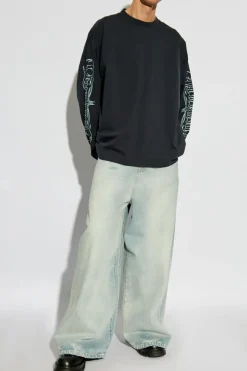 VETEMENTS GRANATOWY T-shirt z długim rękawem