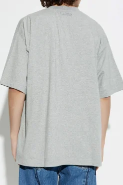 VETEMENTS SZARY T-shirt z nadrukiem