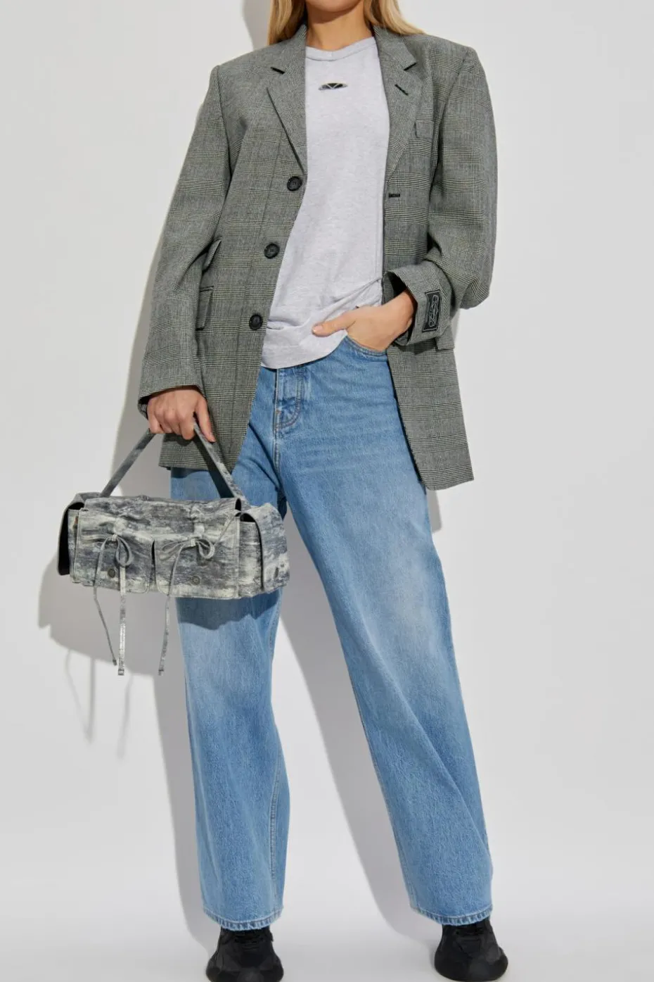 VETEMENTS SZARY Wełniana marynarka