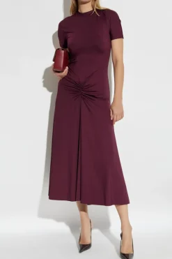 Victoria Beckham BORDO Sukienka z drapowaniem