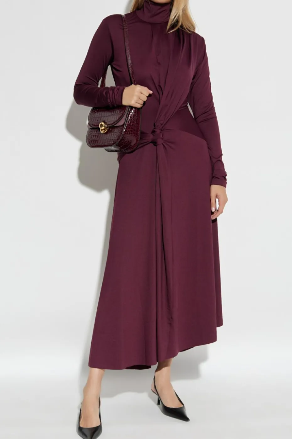 Victoria Beckham BORDO Sukienka ze stójką