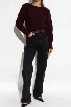 Victoria Beckham BORDO Sweter z odpinanym poduszkami w ramionach